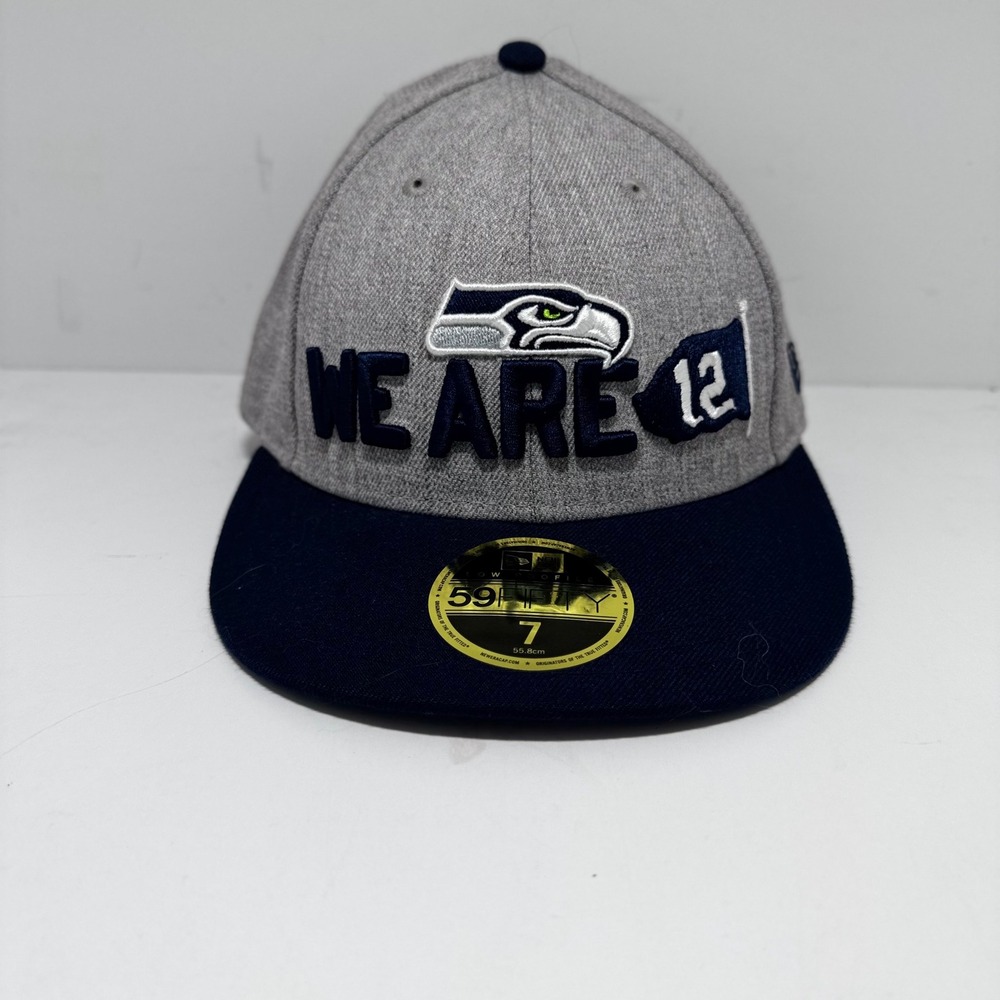 New Era 59FIFTY Low Profile Seattle Seahawks Hat Gray Navy Blue 2018 NFL Draft 7